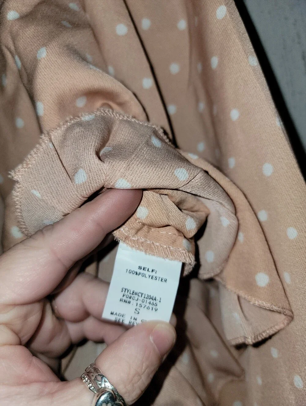 Nwt Cloud Ten Women's Peach Polka Dot Tie-Front Crop Blouse